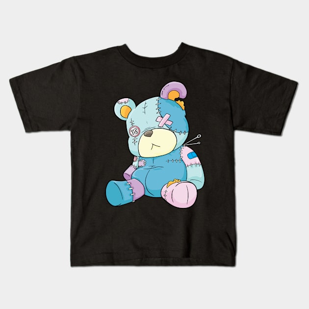 Teddy Bear Anime Pastel Goth Kawaii Kids T-Shirt by CreativeGiftShop